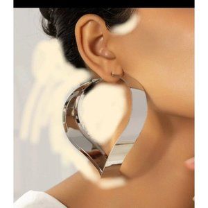 Big Silver earrings , large metal huge bold statement chunky pierced hoops